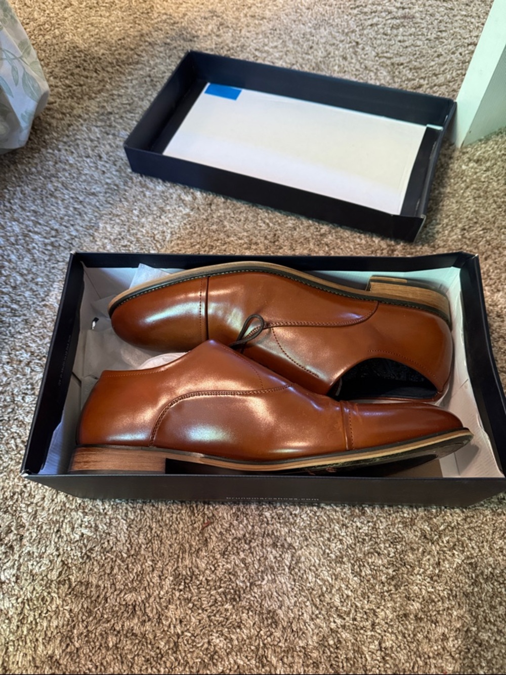 Worn once!! Bruno Marc Men's Classic Brown Leather Dress Shoes size 13W